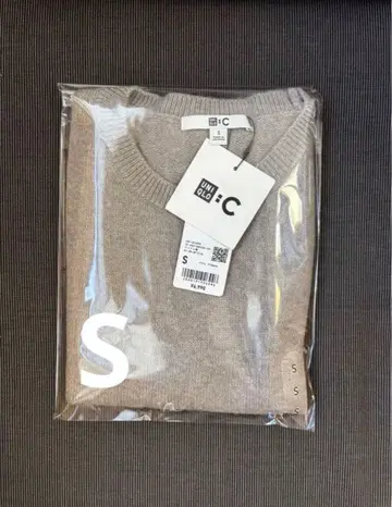 UNIQLO C 캐시미어 크루넥 슬리브리스 숏 스웨터 베이지 S