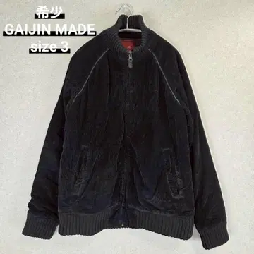 레어 GAIJIN MADE 코듀로이 파이핑 가죽 리브 블루종