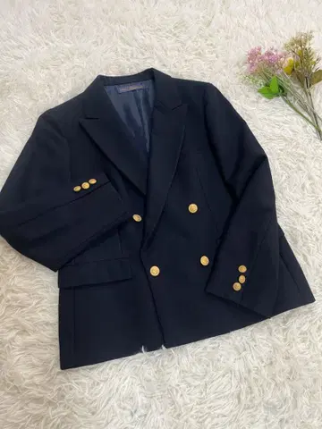 뉴요커 네이비 더블 테일러드 자켓 골드 버튼 9호 M