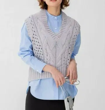 23구 라이트 케이블 니트 베스트 라이트 그레이 38