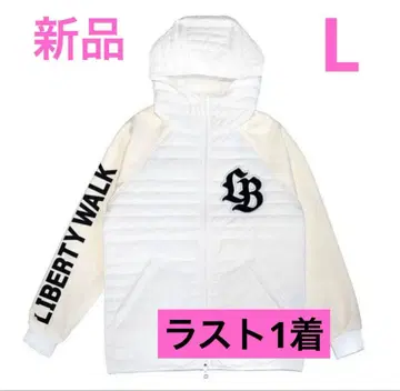 LIBERTYWALK 자켓 화이트 프린트 자수 퀼팅 후드