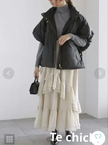 테치치 코팅 타프타 슬리브리스 자켓