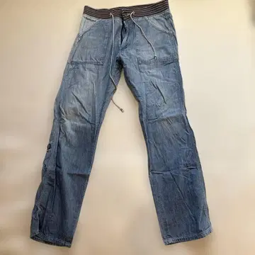 리 라이트 블루 데님 스트레이트 팬츠 32