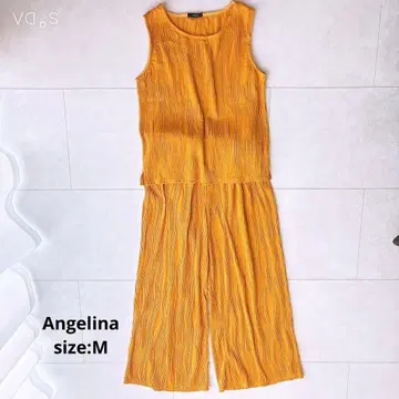앙제리나 슬리브리스 Angelina 오렌지 플리츠 셋업