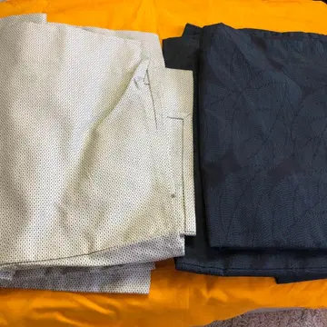 다크 블루 잎 무늬  기모노