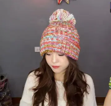 네팔 손뜨개질 울 100% 니트 모자 / 안감 부착 / 새상품