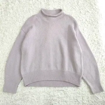 새상품급 23구 캐시미어 블렌드 벌키 롤넥 니트 워셔블 라벤더