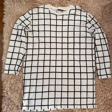 marimekko 체크 무늬 긴팔 T셔츠 M