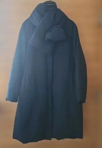 새상품급! 빅 사이즈 KUMKYOKU 노카라 코트 다운 머플러 세트