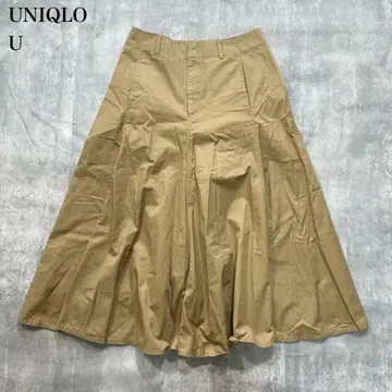 유니클로 유 [ M ] 롱 스커트 치노 플레어 A 라인 개더 드레이프