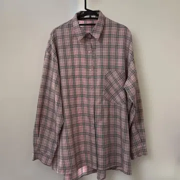 핑크 계열 체크 무늬 긴팔 셔츠 F 사이즈