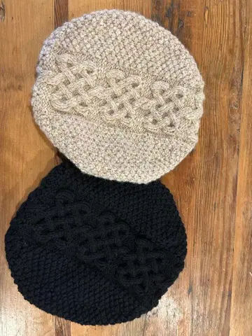 니트 베레모 아란 패턴 베이지 멜란지