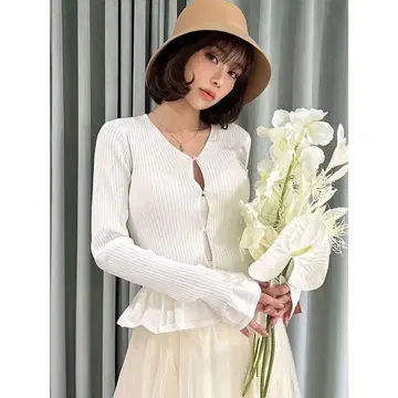 eimy istoire 펄 슬릿 리브 니트 가디건