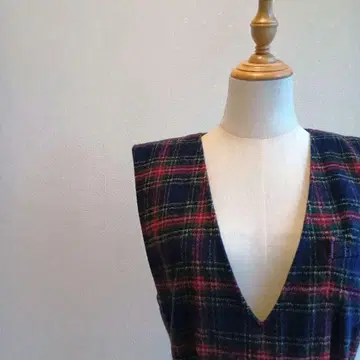 그랑 야마키 체크 무늬 롱 원피스 울 혼방