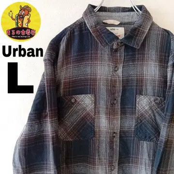 USA 구제 의류 Urban 플란넬 셔츠 L 브라운 블랙 체크