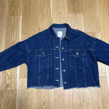 LEPSIM 다크 블루 크롭 데님 자켓