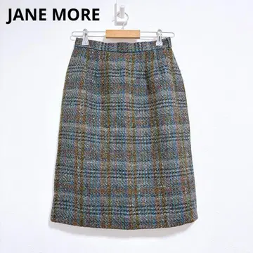 [제인 모어] 타이트 스커트 무릎 기장 스커트 트위드 체크 무늬 모