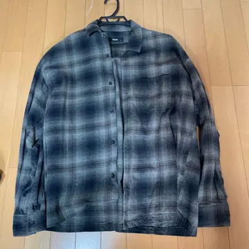 플란넬 셔츠 그레이 계열 체크 L 사이즈