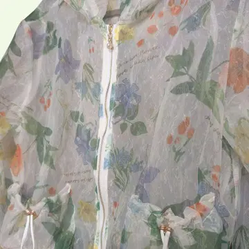 [새상품] 레이스 꽃무늬 쉬폰 블루종 아우터 후드티 동대문 리버서블