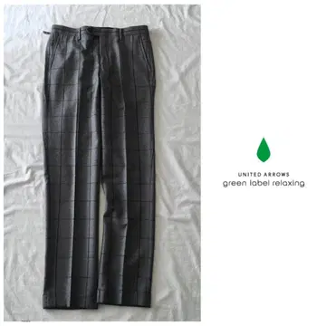 유나이티드 애로우즈 슬림 레그 윈도 페인 체크 센터 프레스 팬츠