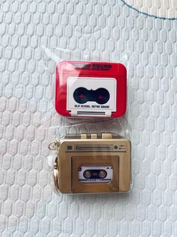 새상품 미니어처 컬러풀 테이프 레코더 녹음 키링 2세트