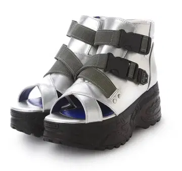 YOSUKE 요스케 실버 부츠 샌들 통굽 스트랩 샌들