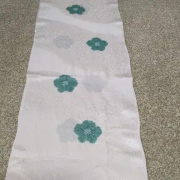 꽃무늬 자수 오비 장식 천 화이트 x 터콰이즈