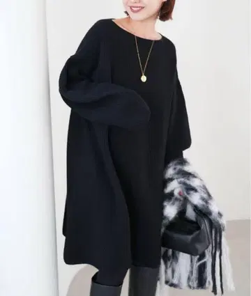 [ 새상품급 ] 슬로브 이에나 파인 울 니트 미니 원피스 블랙 일본제