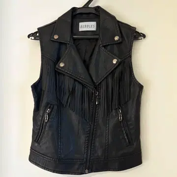 BUBBLES 프린지 가죽 라이더스 베스트