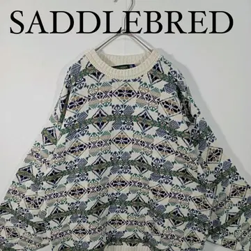 SADDLEBRED 기하학 패턴 올오버 패턴 니트 스웨터 코튼 L