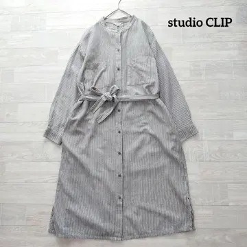 studio CLIP 스튜디오 클립 밴드 카라 기모 셔츠 원피스 F