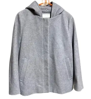 [ 새상품급 ] GLOBALWARK 후드 부착 그레이 울 코트