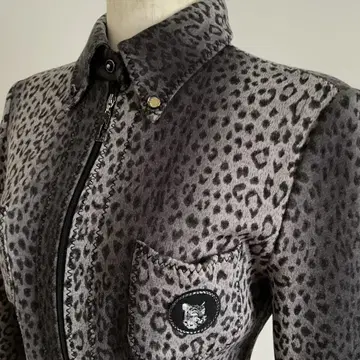 이타리야 레오파드 무늬 집업 셔츠 자켓