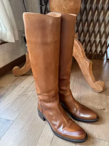 SARTORE 사토레 롱 부츠 39 가죽 카멜 브라운