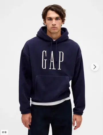 GAP 네이비 오버 사이즈 로고 후드티 XL