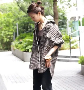 plage Check 샤기 자켓 블루종 플라주