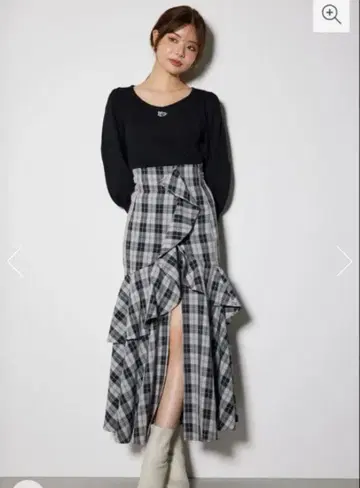 rienda 체크 프릴 머메이드 스커트 숏팬츠