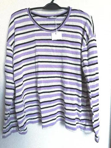 ZARA 자라 면 소재 라이트 스웨터 긴팔 새상품 L 사이즈 퍼플