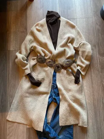 랄프 로렌 울 캐시미어 롱 가디건