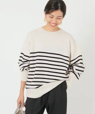 IENA 이에나 울 보더 니트 내추럴