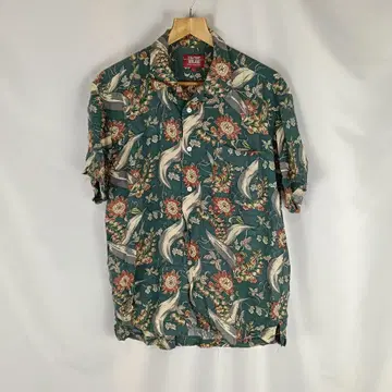 VACHE 반팔 셔츠 하와이안 셔츠 L 올 패턴 그린 계열 B4046