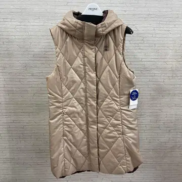 PICONE 베이지 퀼팅 다운 베스트 후드 부착