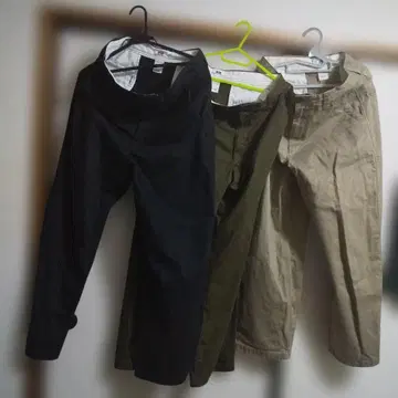 UNIQLO 와이드 핏 치노 76cm 블랙 올리브 베이지 세트