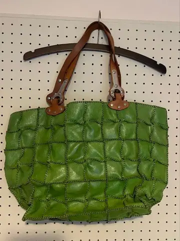 JAMINPUECH 옐로우 그린 가죽 토트백 패치워크