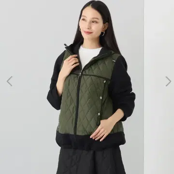 엠즈 스타일 퀼팅 디자인 파이핑 악센트 후디 블루종