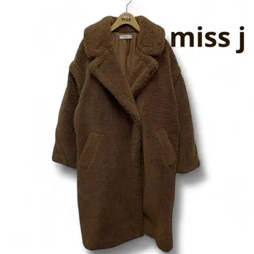 MISS J 테디베어 롱 코트 보아 롱 코트 다크 브라운 38