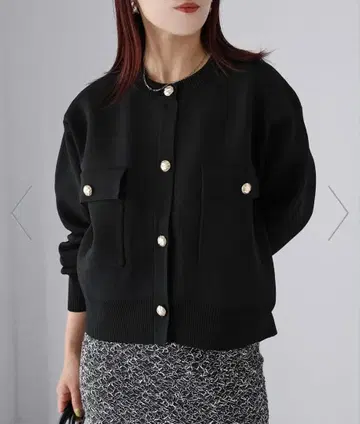 Riberry [블랙] 스폰디쉬 골드 버튼 숏 가디건