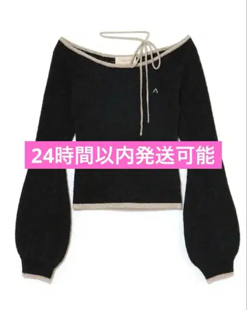 andmary Milly crochet knit tops black