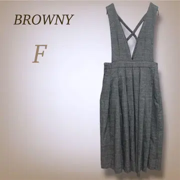 브라우니 체크 오버롤 스커트 원피스 크로스 끈 F 가을 겨울 코디