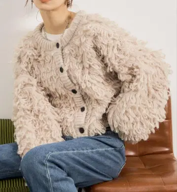 안티로자홀리데이 루프 편직 크루 가디건